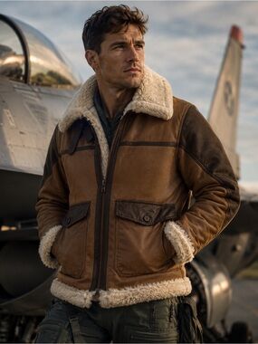Jordan Craig Brown & Tan Shearling Bomber Jacket